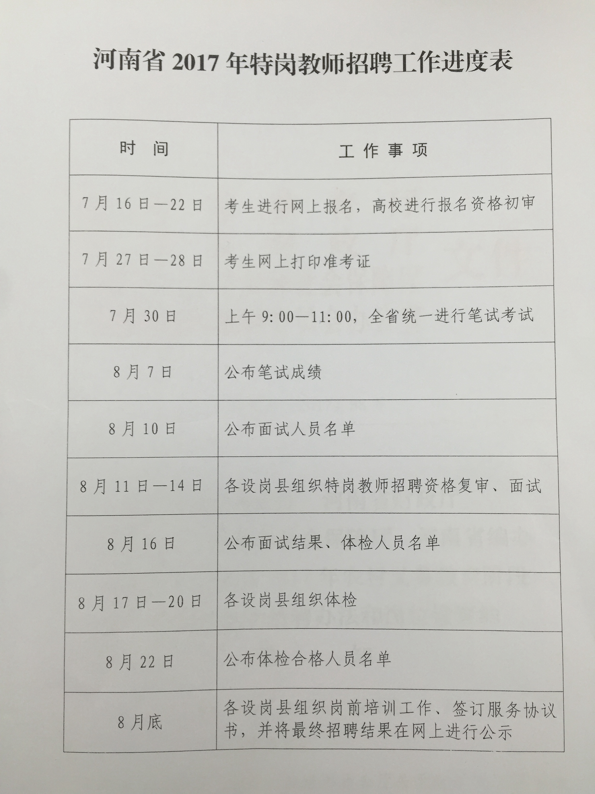 2017年河南招聘农村特岗教师15300名 7月16日起报名