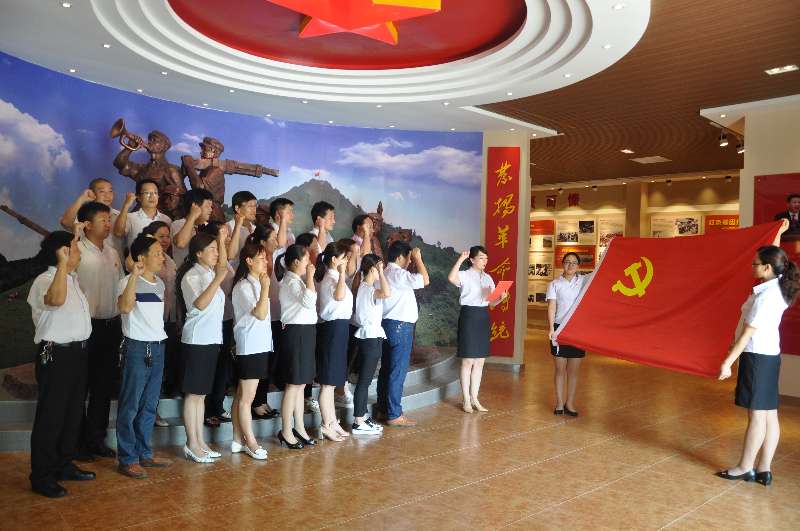 召开专题民主生活会,全体党员参观朱阳革命历史纪念馆,党旗下宣誓重温